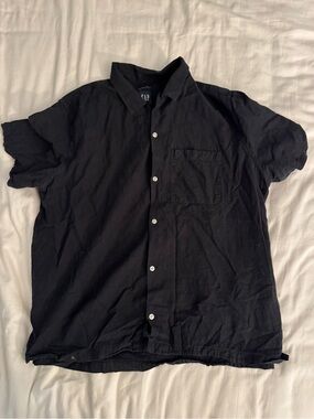 GAP Black XL Short-Sleeve linen/cotton Vacation Shirt